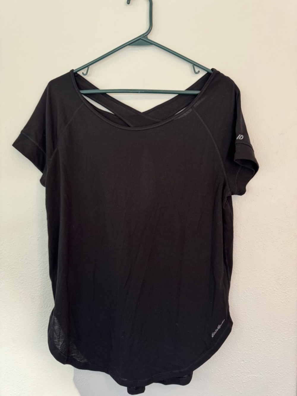 Eddie Bauer Black Short-Sleeve Performance Tee with Crisscross Back